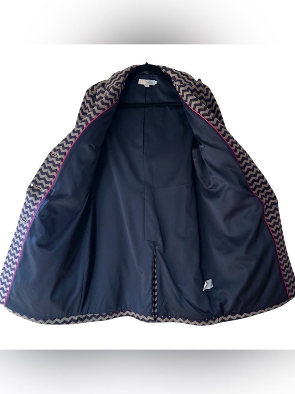 BODEN AMELIA WOOL COAT  NEW CHEVRON ZIG ZAG PATTERN POCKETS LINED |SIZE 8 - Picture 13 of 16